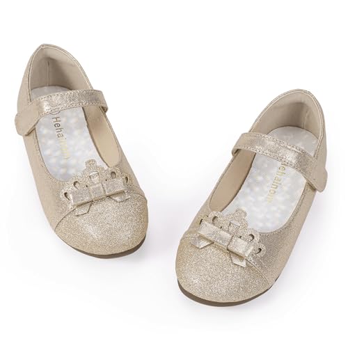 Hehainom Toddler Girls Dress Shoes Mary Jane Ballet Flats Flower Girl School Party Wedding Princess Shoes