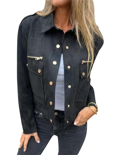utcoco Womens Cropped Suede Leather Jacket Fashion Motorcycle Bomber Jackets Fall Winter Coats for Women 2025