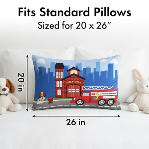 Image of Everyday Kids 2-Pack Standard Size Pillowcases fit Pillows 20 x 26 inch -100% Soft Breathable Microfiber - Perfect for Toddler Little Boy Twin /Full Size Bed - Rescue