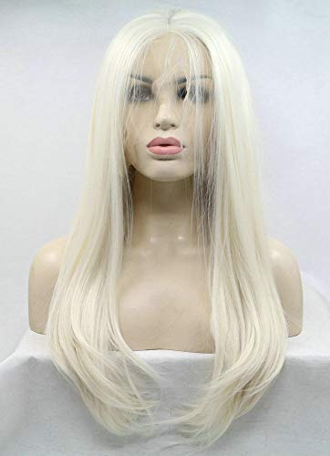 22 pouces Blonde Perruque Naturel Ondulé Longue Synthétique Avant de Lacet Perruque pour Femmes Pastel Cheveux 60# Dentelle Perruque Dames Partie Vacances Mariage Perruque Cover