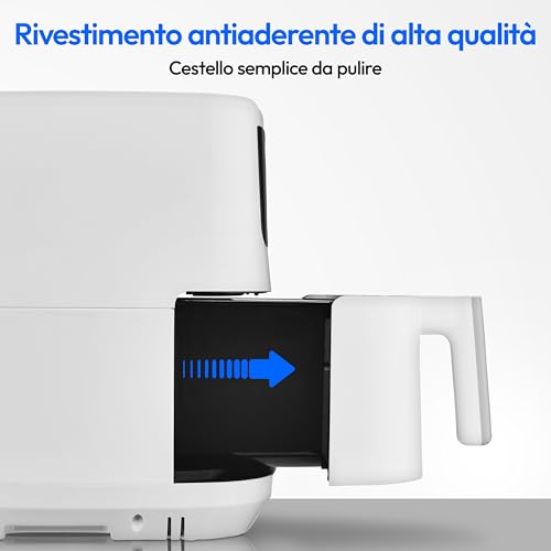 MEDION Friggitrice ad aria calda P10 XL (cestello XXL da 6,8 litri, 2.150 watt, due elementi riscaldanti in acciaio inox, 9 programmi automatici, pannello operativo touch, indicatore LED) - 7