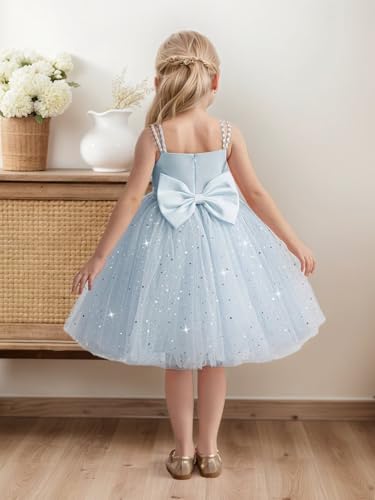 Sparkle Flower Girl Dresses for Wedding Ruched Tulle Starry First Communion Dresses Birthday Ball Gown4