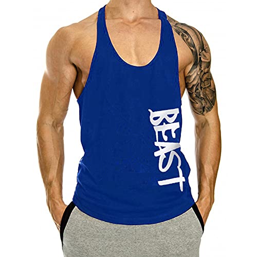 WAZZAP Herren Beast Muskelshirt Stringer Tank Top Bodybuilding Fitness Gym Sport Ärmellos Achselshirts T-Shirt Cover