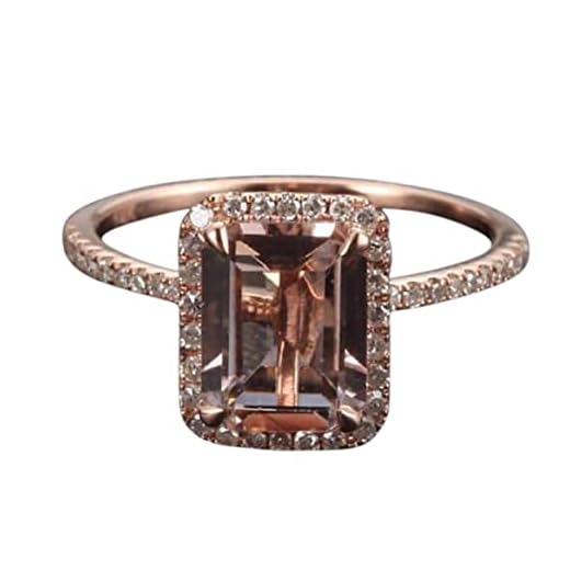Limited Time Sale 1.50 Carat Emerald Cut Morganite and Diamond Halo Engagement Ring in 10k Rose Gold