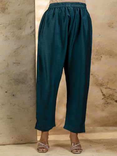 Image of VredeVogel Women's Silk Blend Embroidered Kurta with Pant & Dupatta Set | Modern & Traditional Blend Ethnic Wear | Festive & Casual Outfit