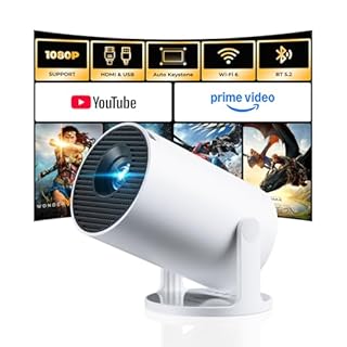 [Built-in Apps] CLOKOWE Mini Projector with WiFi and Bluetooth, 2026 Upgraded 1080P Smart Portable Projector with 180° Rotation, Auto Keystone, Compatible with iPhone/Android/Laptop/TV Stick/HDMI/USB