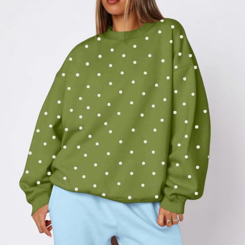 Polka Dot Sweatshirts for Women Fleece Oversized Comfortable Pullover - image 3
