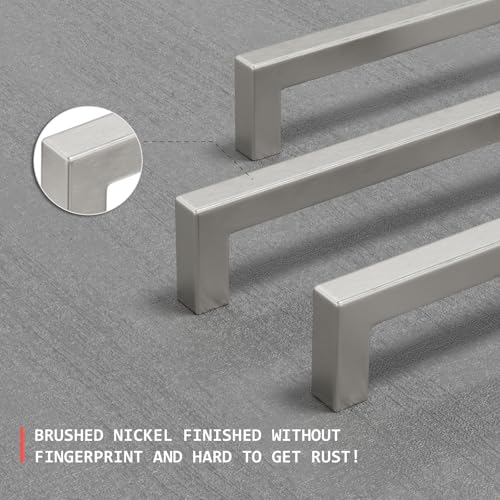 homdiy 5 Pack 5 Inch Brushed Nickel Cabinet Pulls Cabinet Handles Square Door Handles Modern Dresser Drawer Stainless Steel Hardware by homdiy - Image 4