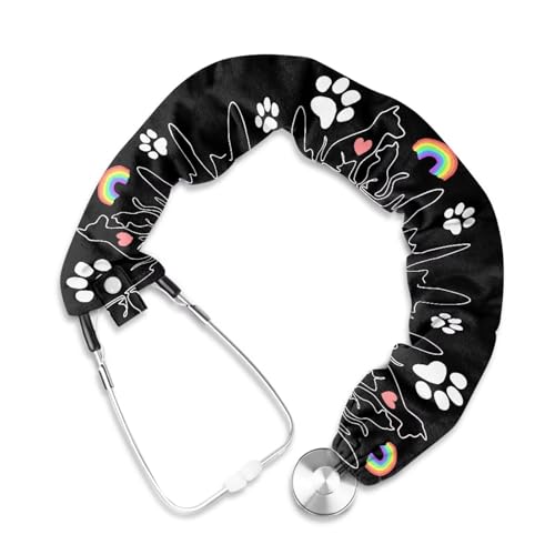 Cugasmaru Black Stethoscope Cover Paw Print Nurse Stethoscope Accessories for Nurses Doctors