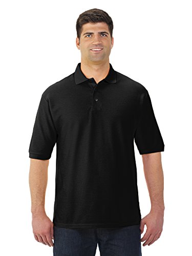 Jerzees Mens 5.3 oz. 65/35 Easy-Care Polo (537MSR) Black l
