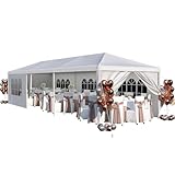 Flamaker 10'x30' Heavy Duty Waterproof Party Tent – Large Outdoor Gazebo with Removable Sidewalls & 2 Doors for Weddings, Markets & Gatherings (White)