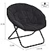 Folding Faux Fur Saucer Chair,Portable Folding Soft Moon Chair for Bedroom, Dorm Rooms, Apartments, Lounging, Garden and Courtyard, Black