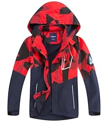 LAUSONS Chaqueta Impermeable Niño - Chubasquero Ca...: La chaqueta es adecuada para niños de 3 a 13 años, con estampado de camuflaje y diseño de patchwork. Hay 2 bolsillos con cremallera con reflejo pegado, puños de cinta ajustables, cierre de cremallera completa. Brújula funcional en el brazo izquierdo....