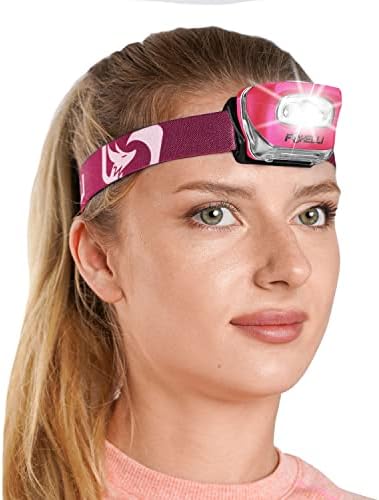 Foxelli LED Headlamp Flashlight for Adults & Kids, Running, Camping, Hiking Head Lamp with White & Red Light, Lightweight Waterproof Headlight with Comfortable Headband, 3 AAA Batteries Included