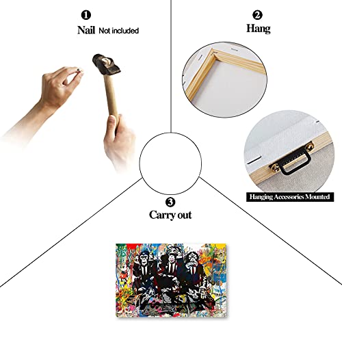 Graffiti Wall Art - Graffiti Canvas Wall Art, Colorful Dj Monkey Chimp Poster Pictures For Living Room Decor, Street Art Canvas Graffiti, Modern Pop Framed Artwork For Home Wall Decor (12X18 Inches) #TOP4