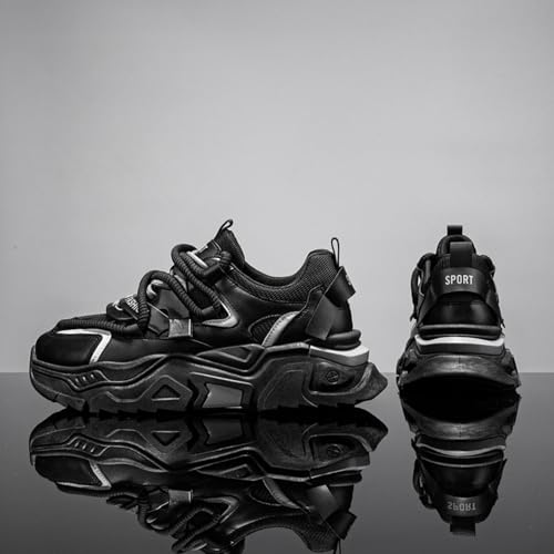 Leather Chunky Platform Sneakers for Men: Dad - Inspired, Comfort - Focused, Non - Slip. Great for Casual Wear and Active Lifestyles.2