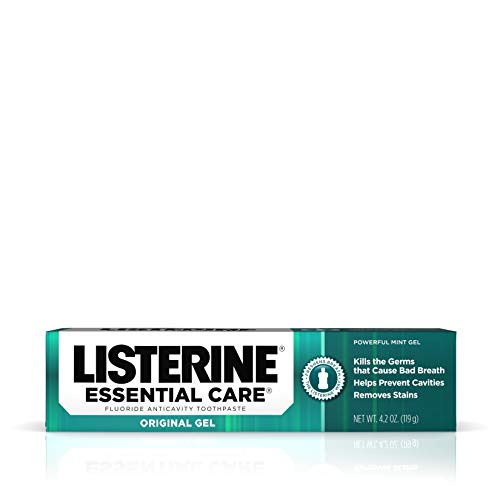 Listerine Essential Care Original Gel Fluoride Toothpaste, Prevents Bad Breath and Cavities, Powerful Mint Flavor for Fresh Oral Care, 4.2 oz (Pack of 6)