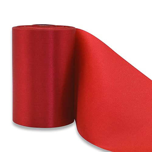 YUNSHANGHE 1 Rollen 9,5cm x 20m Rot Breit Geschenkband zum Dekorieren & Basteln, Große Satinband für Eröffnungszeremonie Stuhlschleifen, Schleifenband für Hochzeit Geburtstag Weihnachten Deko