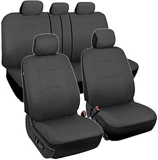 BDK PolyPro Car Seat Covers, Full Set in Solid Charcoal – Front