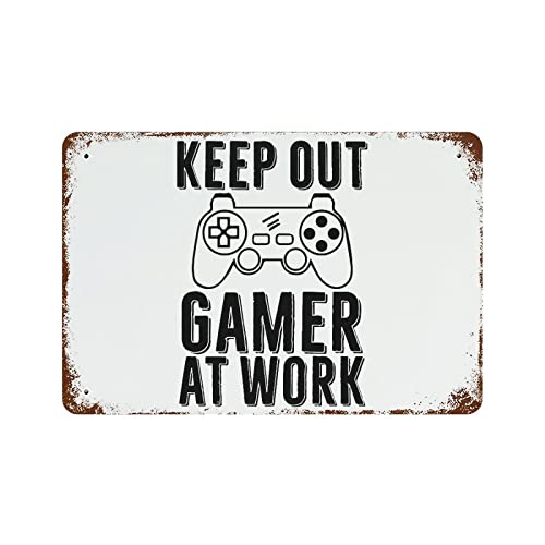 Plaque de porte Keep Out Gamer at Work en métal - Solution déco pour préserver votre studio