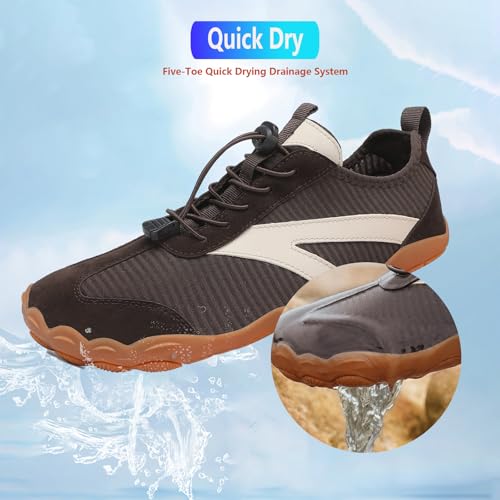 Image of Beach Water Shoes for Women Men Quick Dry Non-Slip Wide Toe Hike Barefoot Footwear for Beach Pool Aqua Swim Surf Walk