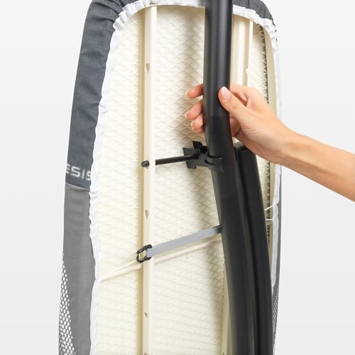 Image of Brabantia Premium Ironing Board with Heat Resistant Parking Zone | X-Large (Size D) | Fairtrade Bubbles | Tall & Wide, Adjustable Height (31-40 inch), Easy Fold, Anti-Collapse Lock, Non-Slip Feet