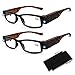 2 Pack Reading Glasses with Light Bright LED Readers with Lights Reading Glasses with Lights in the Frame Lighted Magnifier Nighttime Reader Unisex Clear Vision Compact Full Frame Eyewear