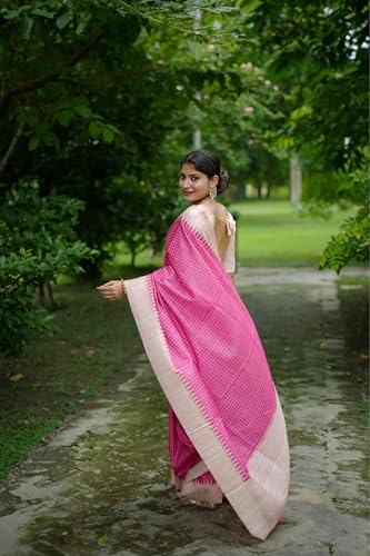 Image of SATIKA VASTRAM Tussar Silk Saree Solid Design Pure Soft Thread Weaving Contrast Border And Rich Pallu With Blouse Piece