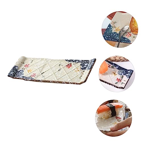Plato japonés rectangular de cerámica para sushi miniatura 7