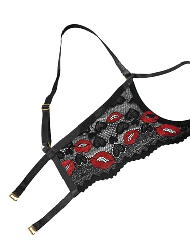 Image of Lilosy Sexy Underwire Floral Lace Sheer Lingerie Set for Women See Through Bra and Panty 2 Piece