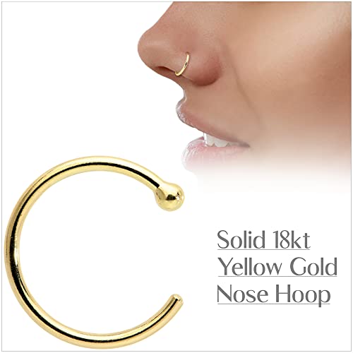 Body Candy Solid 18K Yellow Gold Nose Hoop Nose Ring 20 Gauge 5/16" Nose Piercing Jewelry Unisex #TOP2