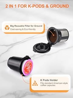 Cafetière à portion unique pour café K-Cup et café moulu, infusion rapide, tailles d'infusion de 170 à 355 ml, machine à café à tasse unique pour tasses de 14 cm, petite cafetière à un bouton avec