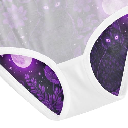 Toddler Panties, Black Cats Purple Eyes Cotton Underwear for Girls, 2T–8 Years4