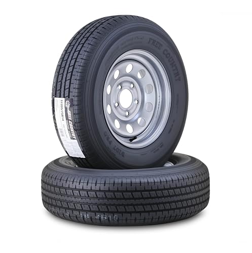 Free Country Trailer Tire Wheel Assembly ST205/75R14 8-Ply D 105M 5 Lug on 4.5" PCD Silver Mod Wheel, SET 2