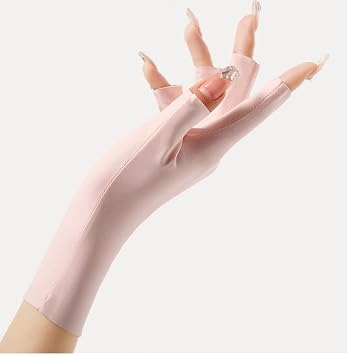 Womens Sunblock Gloves Cool Ice Silk UV-Protection Driving Gloves Half Finger Summer Outdoor Gloves