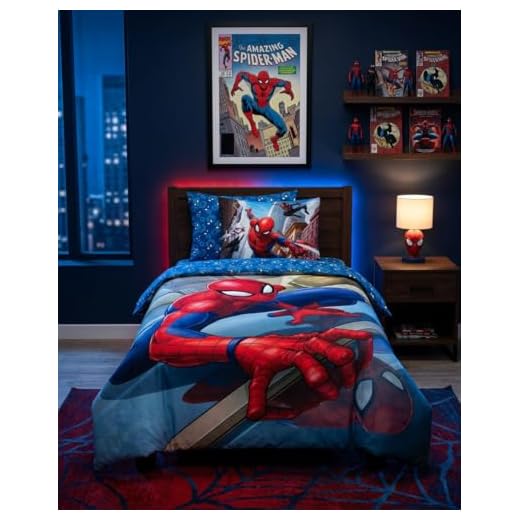 AYMAX Spiderman Bettwäsche Set 80 x 80 cm + 135 x 200 cm 100% Baumwolle, Blau