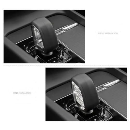 Image of Car Bling Decorative Decals Sticker Interior Accessories Compatible with Volvo XC60 S60 V60 XC90 S90 V90 2015-2025 (Silver, Shifter Lever Sticker)