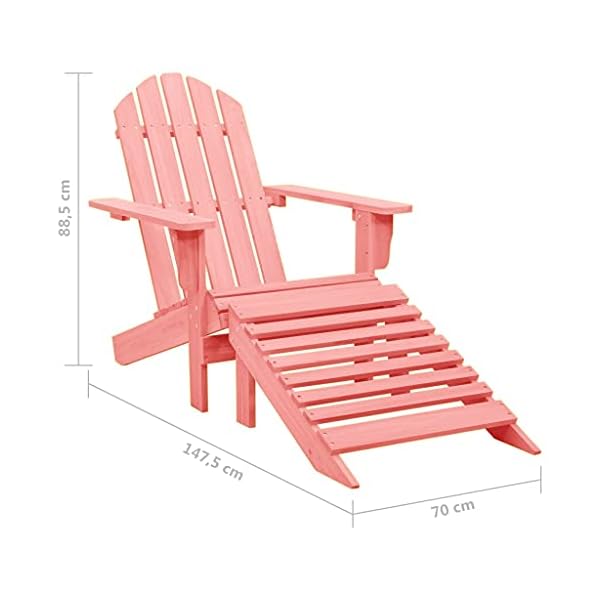 vidaXL Solid Fir Wood Garden Adirondack Chair with Ottoman Outdoor Wooden Furniture Patio Terrance Backyard Seating Armchair Lounge Chair Set Pink - Image 9