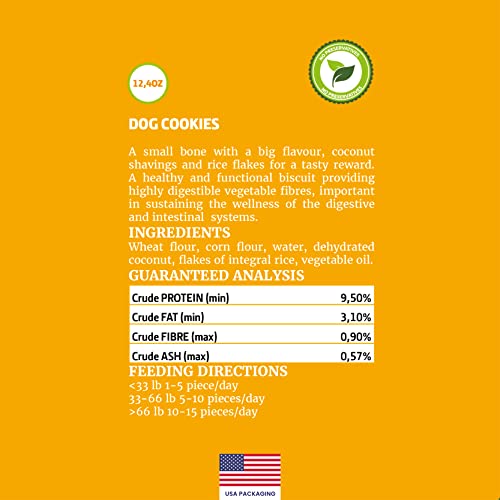 2G Pet Food Coconut Cookies für Hunde, Kokosnuss, natürlicher und gesunder Snack, hergestellt in Italien, mit Kokosnuss aus knusprigen und echten Flocken, perfekt für alle Größen und Alter