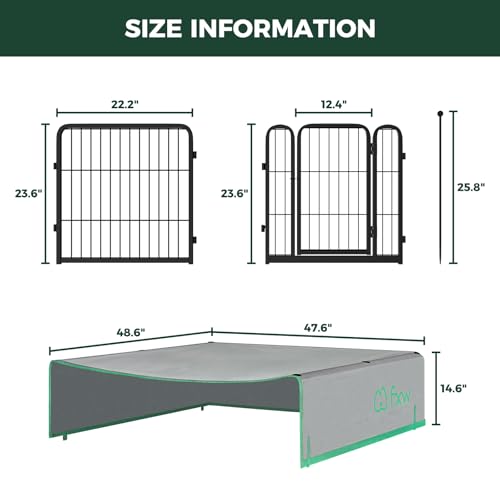 Image of FXW Rollick Unleashed Dog Playpen for Indoor, Yard, RV Camping, 24 inch 16 Panels Dog Pen with Sun Shade for Small and Puppy Dogs, Black│Patented