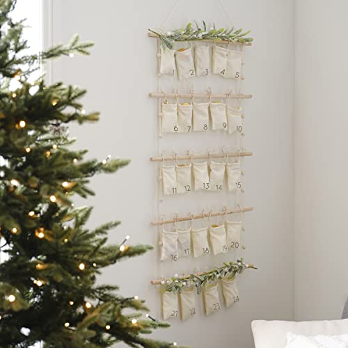 Sacs calendrier de l'Avent en tissu crème Ginger Ray NN-133 pour Noël rustique
