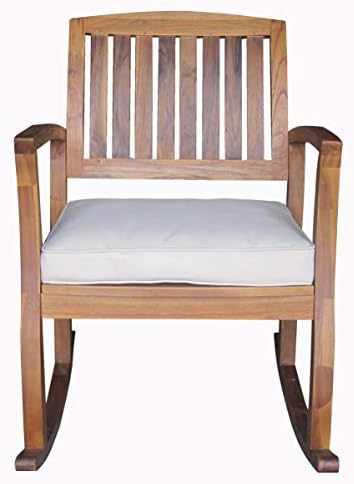 Christopher Knight Home Selma Acacia Rocking Chair with Cushion, Teak Finish