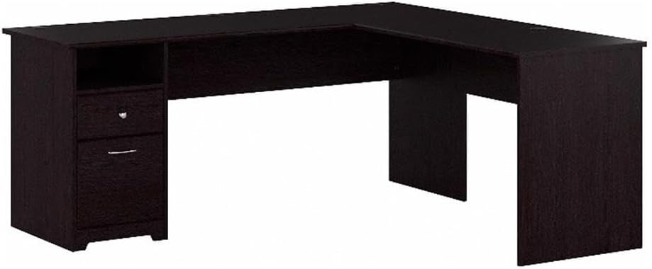 Bush Home L Shaped Desk with Drawers for Executive and Home Office | Cabot Collection Corner Table with Storage and Chrome Hardware | 72Wx23DX42W Return