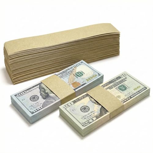 VEOIRXU 200 Stück Selbstklebend Geldschein Banderolen Geldschein Bündel Streifen Währung Rechnung Band Blank Geldscheinverpackungen Geld Bargeldbänder für Noten für Wraps Geld Organisieren 192 x 29 mm