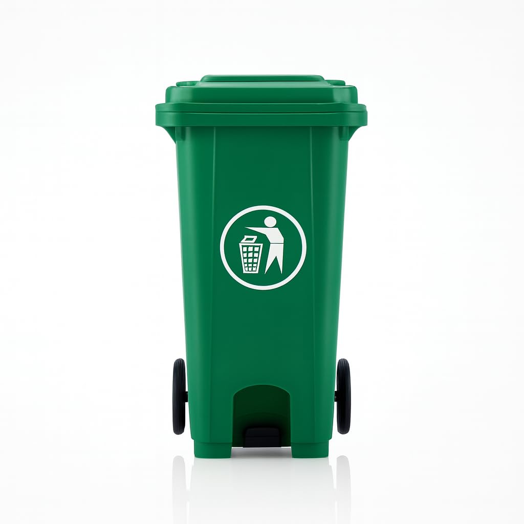 BURAKH Recycling Wheelie Bin Dustbin Rubbish Waste Trash Kitchen Home Office 100L 120L EN840 | Outdoor Rubbish Waste with Wheels | Recycling Food Dustbin (Pedal Green, 120L)