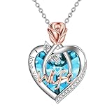 TOUPOP Collar de plata de ley 925 con cristales de corazón para mujer, regalo de cumpleaños o Navidad, 23mm, Plata esterlina, Cristal