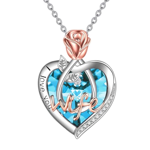 Collier en argent sterling 925 avec pendentif cœur en cristal bleu TOUPOP