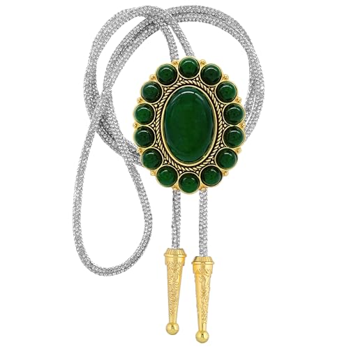 Image of GelConnie Bolo Tie for Men Women Western Cowboy Turquoise Leather Necktie | Natural Stone Bolo Tie Necklace for Women Rodeo Cowboy Leather Necktie Native American Western Cowgirl Ties Adjustable Cord