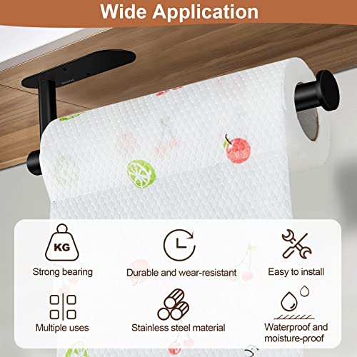 Paper Towel Holder Towel Rack,Wacetog Under Cabinet Paper Towel Holder Wall Mount 2 Pack Stainless Steel Paper Towel Rack For Kitchen Paper Towel Roll Holder (Black) #TOP1