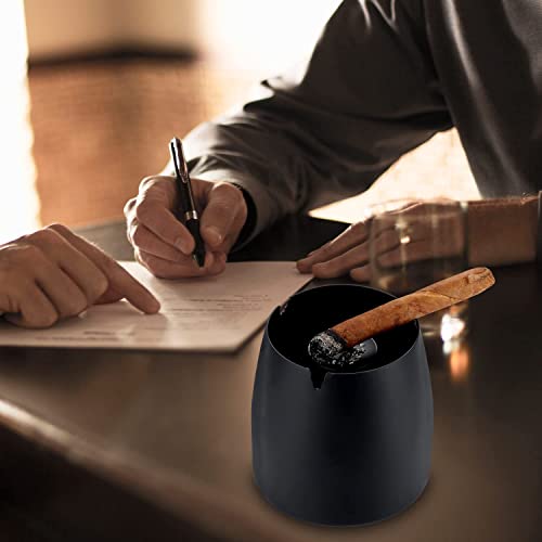 Outdoor Cigarette Ashtray With Lid Smokeless Stainless Steel Ash Trays Covered Windproof Smell Proof Ashtrays For Outside Patio (Black, Small, Pack Of 2) #TOP5